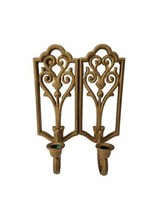 2 Vintage Homco Gold Wall Sconce Hanging Candle Holders 4229 - $19.26