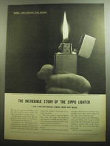 1958 Zippo Cigarette Lighter Ad - The incredible story of the Zippo Lighter - $18.49