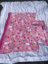 2013 Hello Kitty Sanrio Flat and Fitted Twin Sheet Set Preowned Pink Flo... - £15.28 GBP