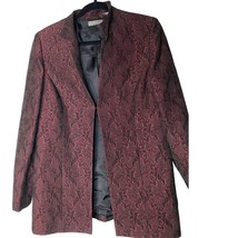 ✨ Kate Hill Women’s Jacquard Paisley Blazer Jacket Burgundy Black Sz 8 - $43.69
