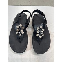 FitFlop Lulu Womens Wedge Sandals Metallic Flowers Womens Size 8 - $558.84 MXN