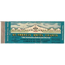 Vtg Matchbook Cover St Francis Hotel Court Montgomery Mobile AL &#39;40s ful... - $12.86