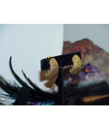 Vintage MONET Couture Half Hoop High Karat Goldtone Clip 1&quot;  Earrings Ro... - $24.74