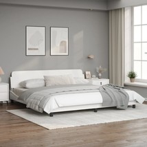 Modern White Wooden Fabric King Size Bed Frame Base With Headboard Wood Beds - £266.68 GBP