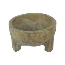 Rustic Carved Wooden Molcajete Style Decorative Bowl 12 Inch Diameter - £39.55 GBP