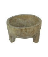 Rustic Carved Wooden Molcajete Style Decorative Bowl 12 Inch Diameter - £39.44 GBP