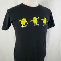 Android OS Graphic T-Shirt Medium Black Crew Neck Sustainable Organic Cotton  - £16.07 GBP