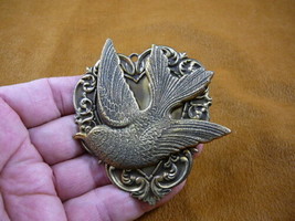 (B-BIRD-1052) SONGBIRD BIRD heart lover love birds brass pin pendant - $23.36