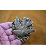 (B-BIRD-1052) SONGBIRD BIRD heart lover love birds brass pin pendant - $23.36