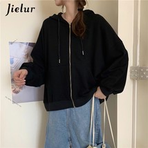 Jielur Solid Color Hooded Pullover New Korean Style Loose Pocket Sweatshirt Coat - £71.55 GBP