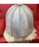 Vtg Large Victorian Lace Embroidered Lamp Floral Shade w/Fringe 16”H x 16”W - $1,330.48 MXN