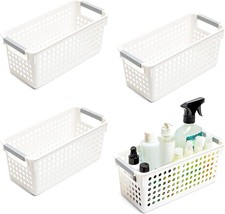 Farmlyn Creek Plastic Storage Baskets, White Nesting Bin Containers With, 4 Pack - £31.35 GBP