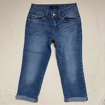 Jessica Simpson Capri Jeans Girl’s 12 Skinny Folded Blue Denim Pants Spring  - £21.70 GBP