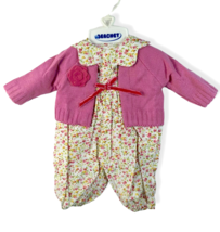 Berchet Nursery Girl&#39;s Cardigan &amp; Inner Overall Set, Floral Pink/Yellow,... - £10.27 GBP