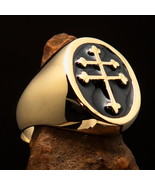 Perfectly crafted Men&#39;s Resistance Ring black two Barred Cross Lorraine ... - £21.96 GBP+