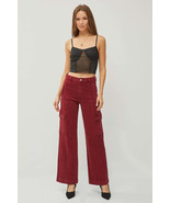 RISEN Full Size High Rise Burgundy Wide Leg Cargo Jeans - $74.00