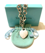 Tiffany &amp; Co. Sterling Silver Heart Tag Chain Link Bracelet SV925 W/Box ... - $264.63 CAD