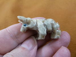 (Y-BUL-3) white tan Bull steer cow SOAPSTONE carving figurine STONE farm... - $8.59
