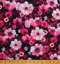 Cotton Lawn Flowers Floral Blooms Pink Magenta Fabric Print by the Yard D186.05 - £9.53 GBP