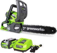 Greenworks 40V 12-Inch Cordless Chainsaw, 2.0Ah Battery and Charger Included 12&quot; - £178.63 GBP