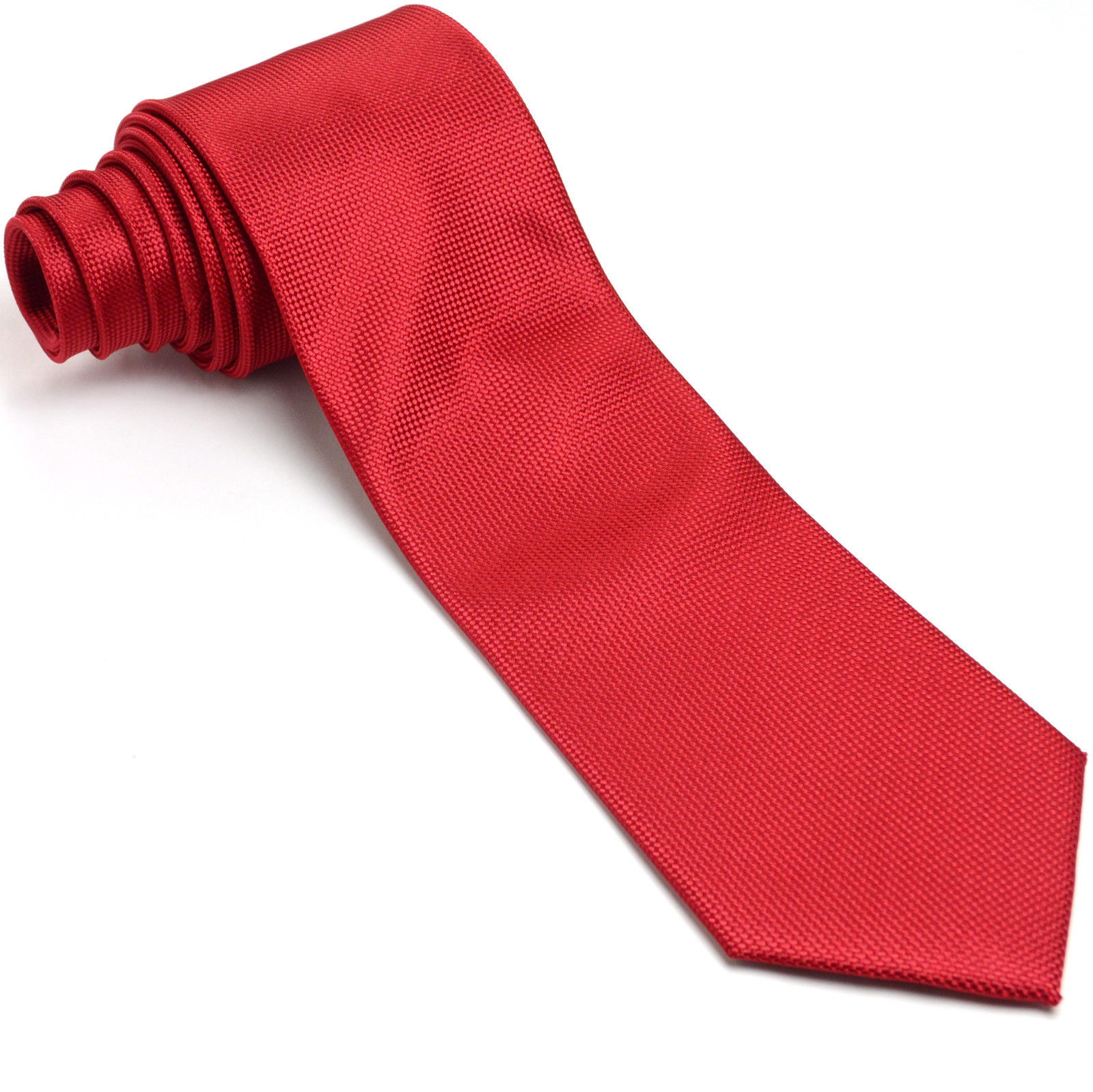 NEW NWT GEOFFREY BEENE 57L Red Woven Skinny Polyester Mens Neck Tie - $16.83