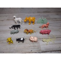 Lot of 12 Vintage 80s &amp; 90s Small Plastic Rubber Animal Toys Pig Lion Dog Hippo - £15.46 GBP