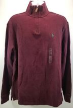 F5) Men Polo Ralph Lauren Quarter-Zip Cotton Pullover Sweater Burgundy XL - $64.34