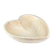 Vintage Heart Shaped Natural White Tamarind Wood Hand Carved Tray Bowl - $28.50