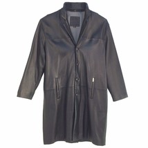Phat Farm, Genuine and Soft Lambskin Leather, Men Long Coat, Black - £567.56 GBP