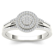 10K White Gold 0.15 Ct Round Diamond Halo Engagement Ring - £227.56 GBP