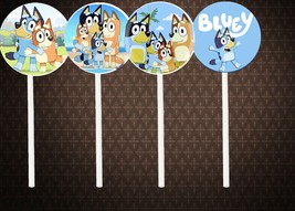 Bluey cartoon 2sided Cupcake Toppers lot 12 pieces cake Party Supplies favors - £9.43 GBP