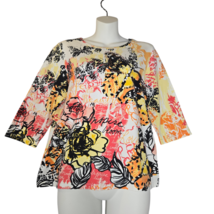 Christopher &amp; Banks Womens Petite Large Shirt Butterflies Floral Rhinestones - $14.68