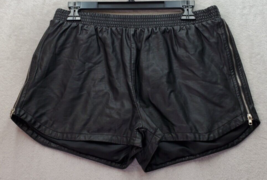 FOREVER 21 Shorts Women Large Black Faux Leather Lined Elastic Waist Side Zipper - $18.44