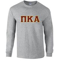 Pi Kappa Alpha Long Sleeve - Sport Grey - Twill Garnet Letters with Gold Outline - £23.88 GBP