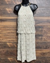 R&amp;M RICHARDS Women’s Sparkling Knee Length Evening Dress Gold Necklace S... - $17.10