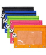 Set of 5 Zippered Binder Pouch Rivet Enforced Hole 3 Ring Pencil Case MU... - $8.90