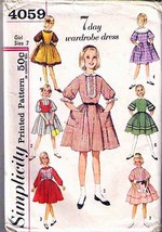 Girl&#39;s DRESS, APRON &amp; WESKIT Vintage 1960&#39;s Simplicity Pattern 4059 Size... - £9.39 GBP