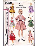 Girl&#39;s DRESS, APRON &amp; WESKIT Vintage 1960&#39;s Simplicity Pattern 4059 Size... - £9.62 GBP