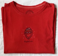 Life is Good Women`s Crusher Red T Shirt Right On Jack Face 100% Cotton ... - $24.99