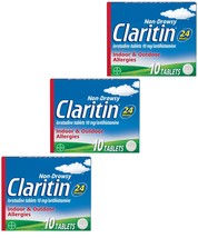 3 PACK Claritin for allergic rhinitis, fever and watery eyes x10 tablets... - $41.99