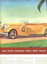 1930's Yellow Packard Convertible Magazine Ad Ask Your Friends Who Own Them - $14.85
