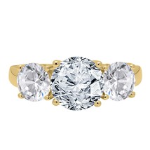 3-Stone Fidanzamento Matrimonio Promessa Anello 14K Placcato Oro Giallo LC - £218.68 GBP