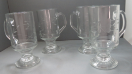 Princess House Etched Footed Heritage House Coffee Cups Mugs Set of 4 - £32.79 GBP