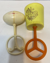 Vintage 60s Baby Rattles Carousel Horse Yellow Orange and Egg Shaped Whi... - £15.19 GBP