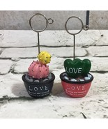 Picture Holders Stands Lot Of 2 Cactus Potted Plant Love - $11.88