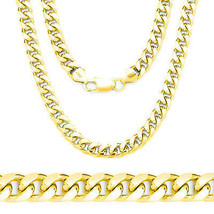 14k Yellow Gold 925 Sterling Silver Miami Cuban Curb Link Italian Chain ... - £41.26 GBP