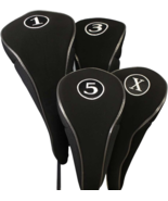 NEW BLACK ZIPPER 1 3 5 X DRIVER WOOD HEADCOVER SET GOLF CLUB FULL COMPLE... - €23,04 EUR