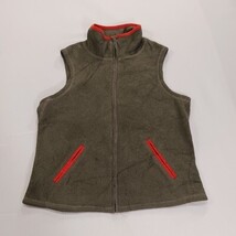 Moda International Women's Girls Brown Full Zip Fleece Vest Pockets Size Small image 9