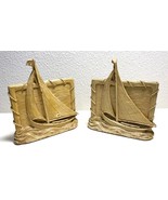 Vintage Syroco Wood Bookends Sailboat Nautical Scene 1930&#39;s - $16.12 CAD