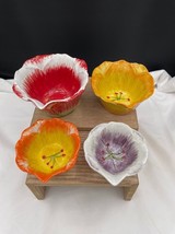 Pier 1 Ceramic Nesting Hibiscus Flower Measuring Cups Set of 4 Decorative Bowls - £18.95 GBP